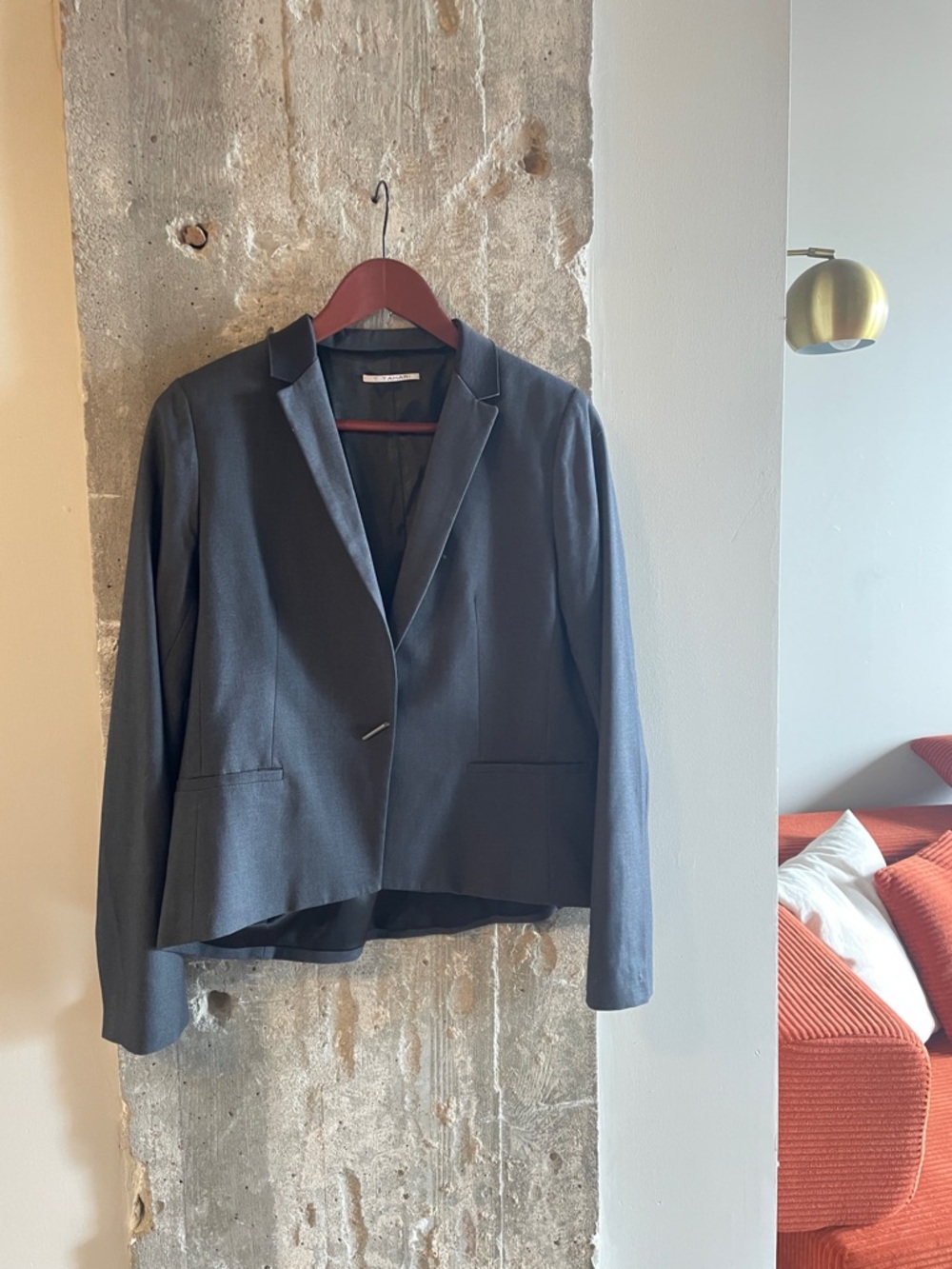 T Tahari Dark Gray Single-Button Blazer